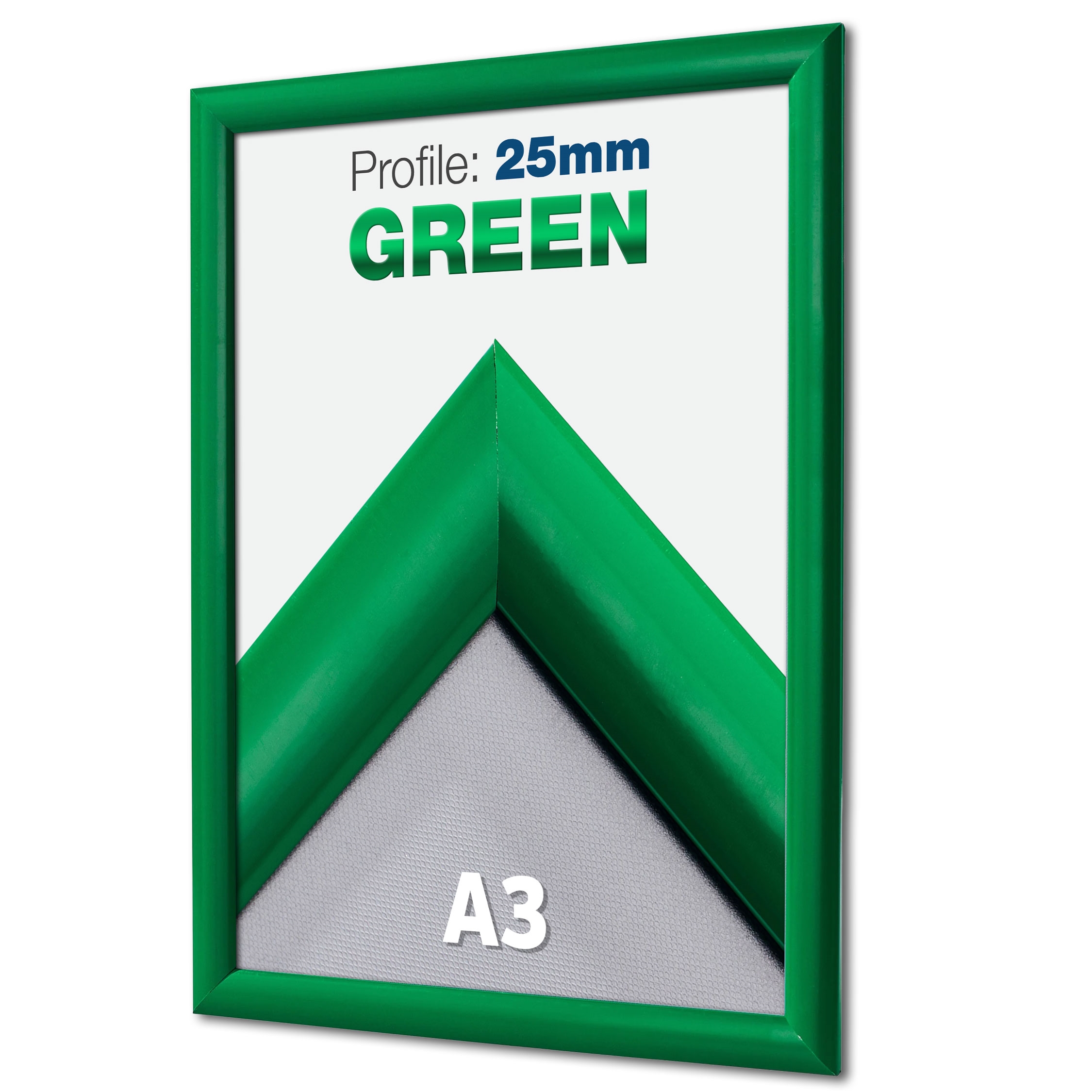 Grüner Klapprahmen mit 25 mm Profil - A3