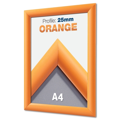 Orange Klapprahmen mit 25 mm Profil - A4