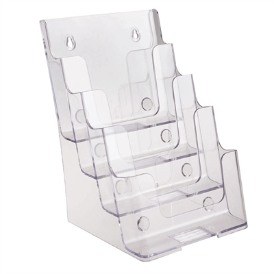 Acryl Prospekthalter mit 4 Fächern für Tisch / Wand - A5