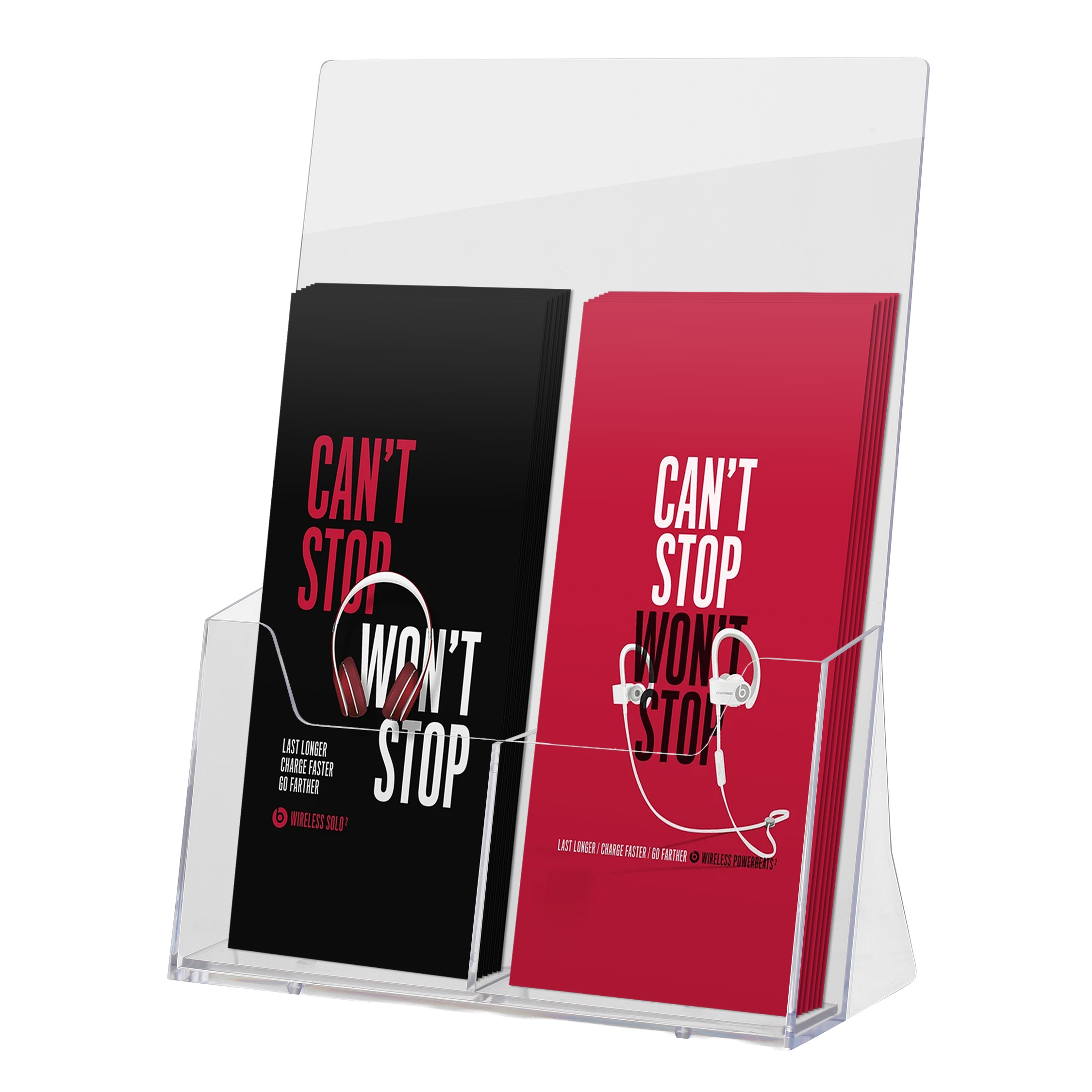 Acryl Prospekthalter für Tisch – 2 x DIN lang