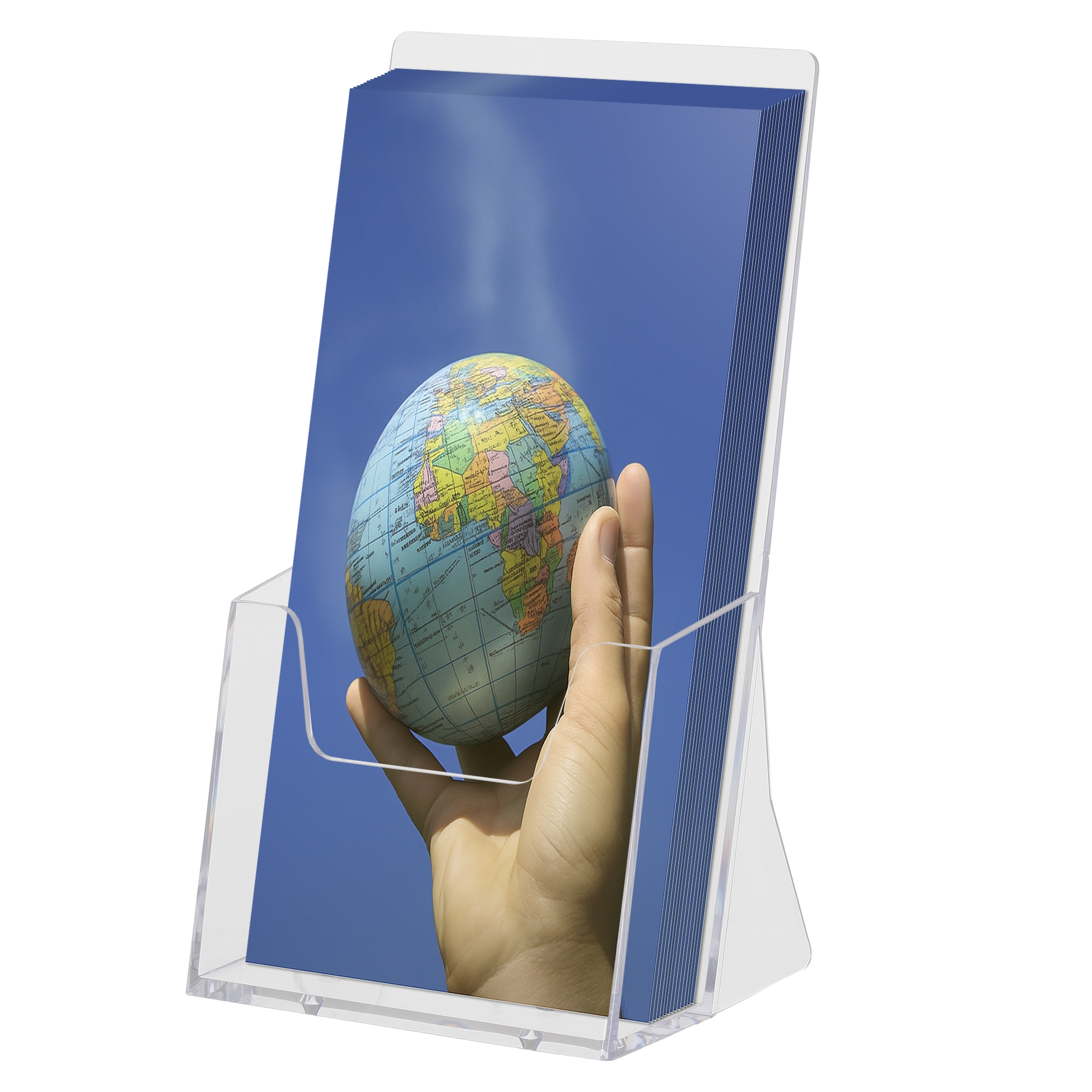 Acryl Prospekthalter für den Tisch - DIN Lang (1/3 DIN A4)