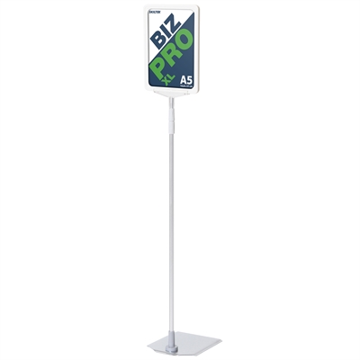 Biz Pro XL Weiß Schildhalter mit Chrom-Metallfuß - A5