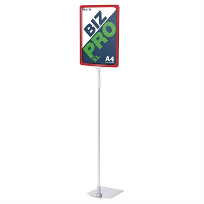 Biz Pro XL Rot Schildhalter mit Chrom-Metallfuß - A4