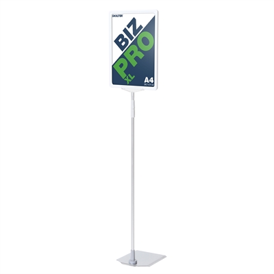 Biz Pro XL weißer Schildhalter mit Chrom-Metallfuß - A4