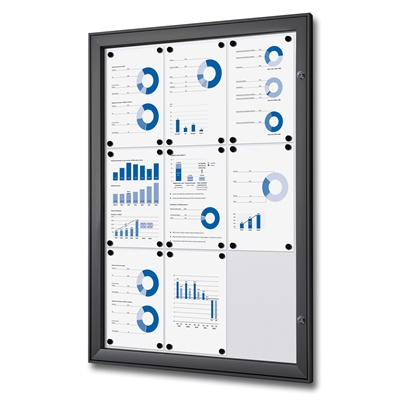 Schwarz BoardPro Whiteboard Schaukasten - 9xA4