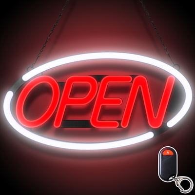 Deluxe "OPEN" LED blinkendes Neonschild - Rot/Weiß