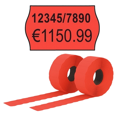 Etikette für Preisauszeichner - 16x26 mm - Permanent - Rot
