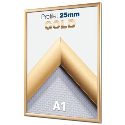 Gold Klapprahmen mit 25mm Profil - DIN A1