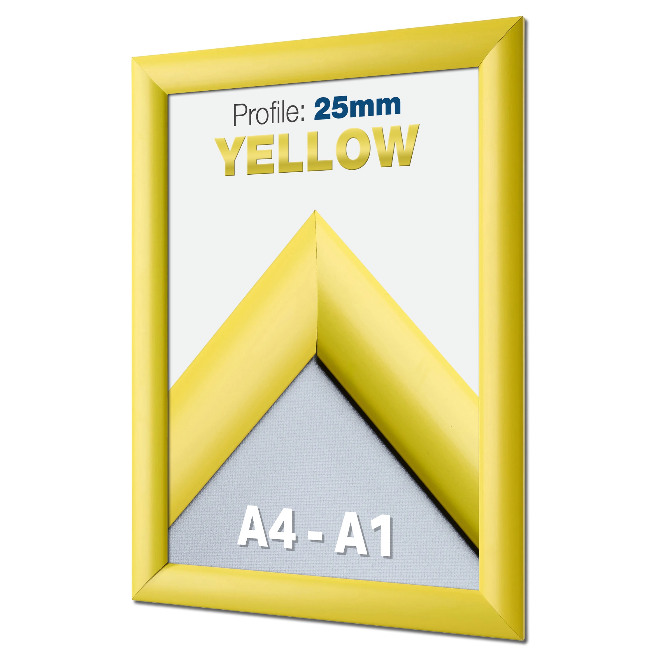Gelbe Klapprahmen mit 25 mm Profil