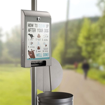 Hundekotbeutelspender mit A4 Infodisplay - Grau