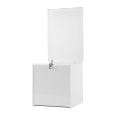 Weiße Akryl Abstimmbox mit A4 Infotop - 21x20 cm