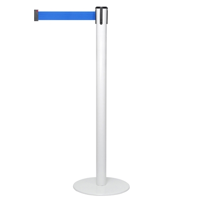 Absperrständer Weiß - Blau Gurtband
