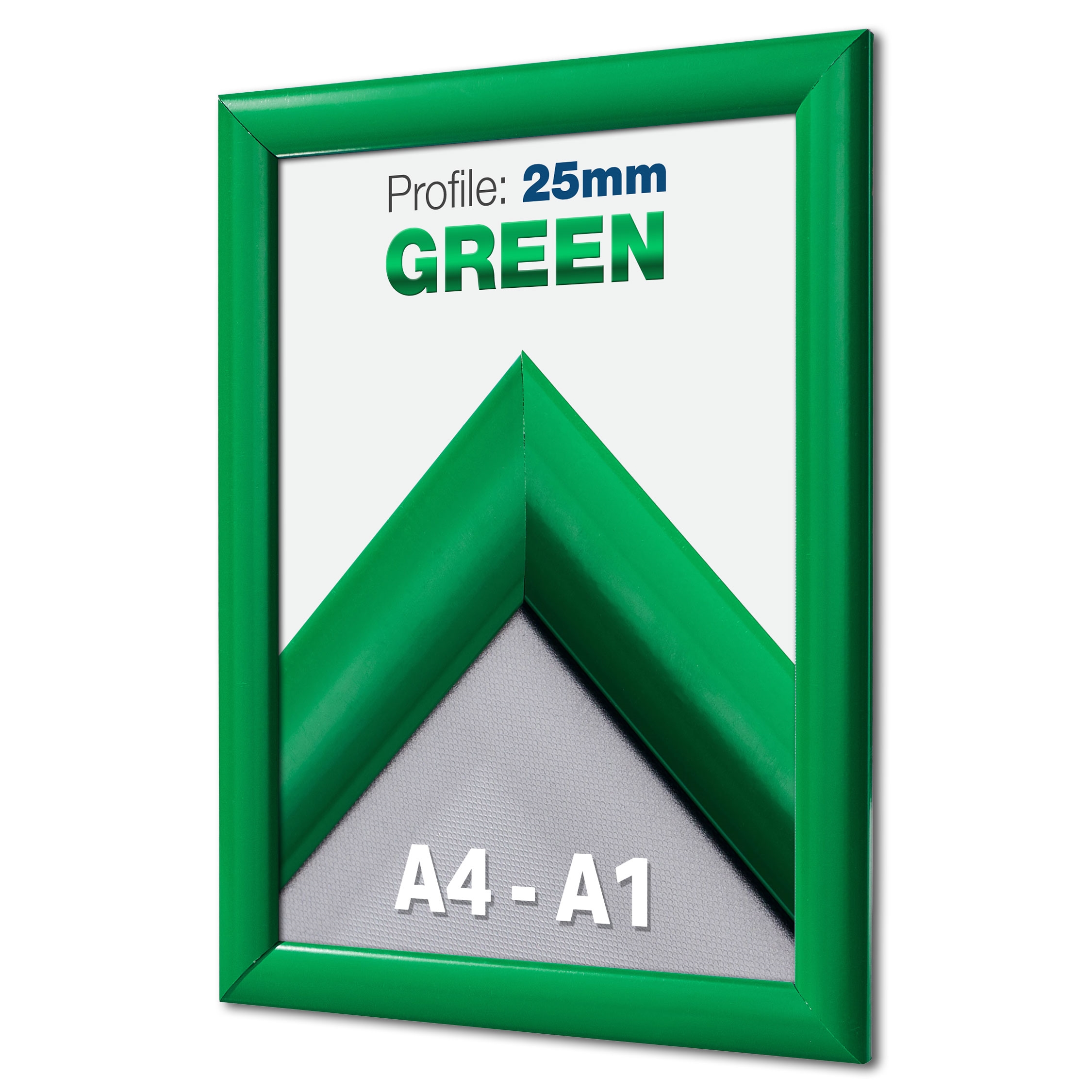 Grüne Klapprahmen mit 25 mm Profil