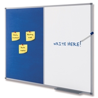 Kombi Tafel Whiteboard / Blaues Filz - 90x60 cm