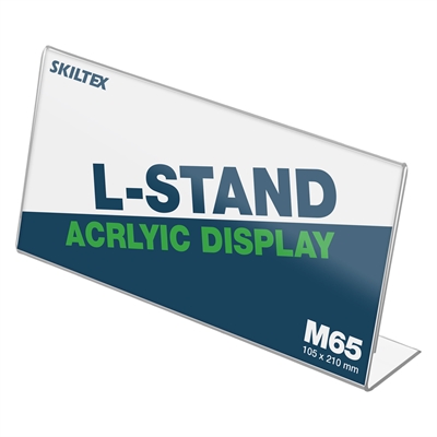 L-Stand Querformat Acryl Schildhalter - DIN Lang