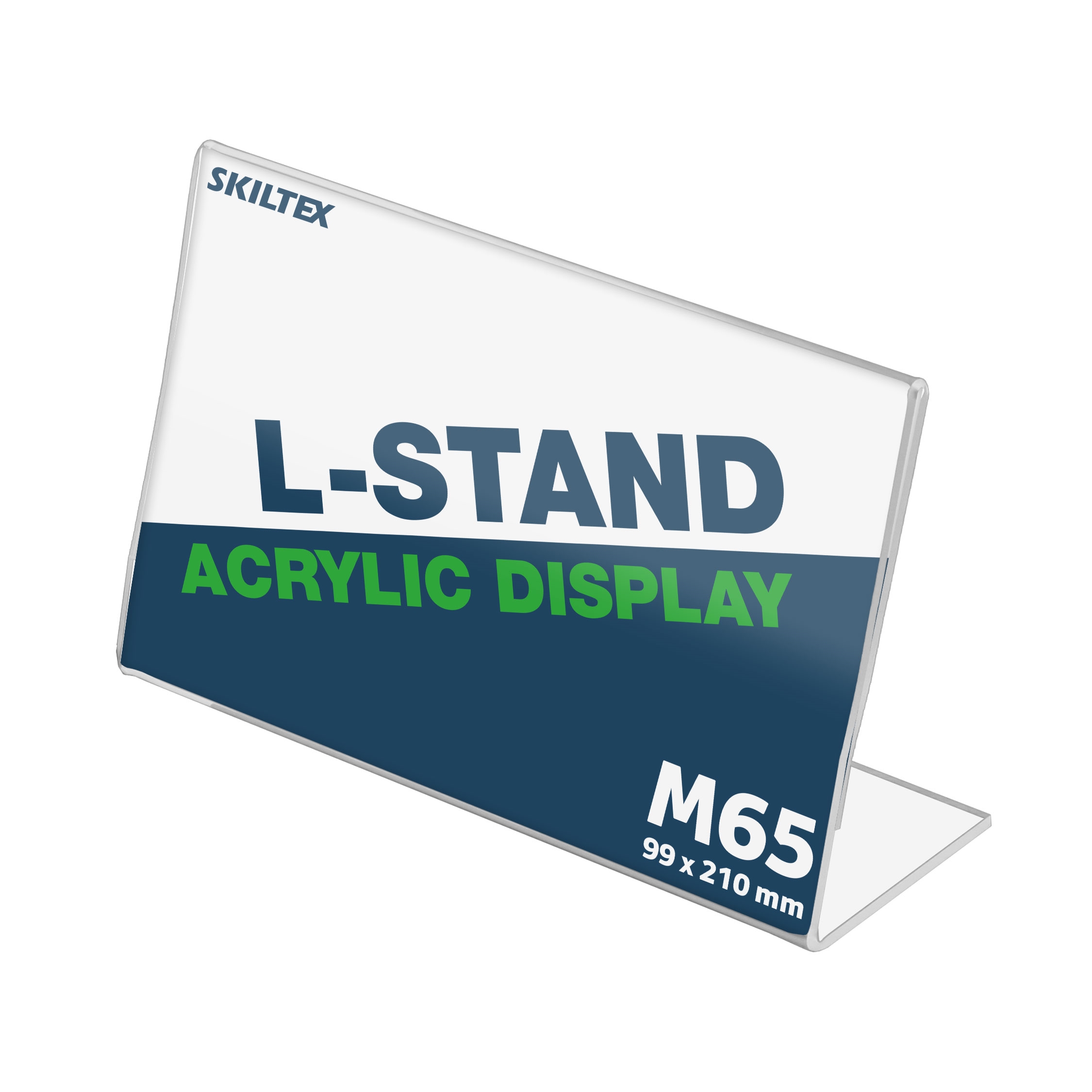 L-Stand Querformat Acryl Schildhalter - DIN Lang