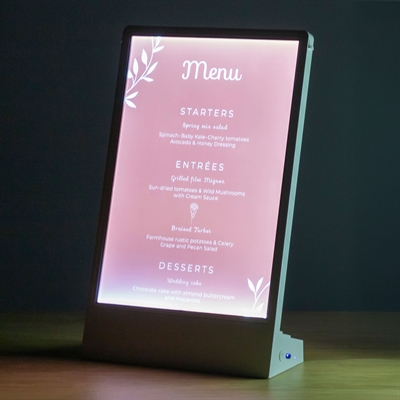 LED L-Stand Hochformat Speisekartenhalter Schwarz - A5