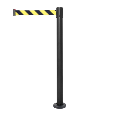Montierbarer Absperrständer schwarz mit Gelb / Schwarz Gurtband