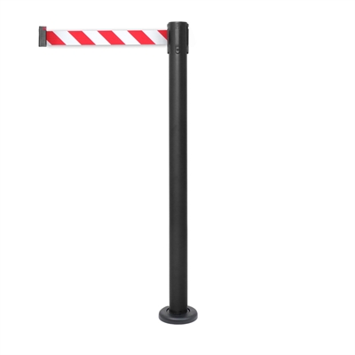 Montierbarer Absperrständer schwarz mit Weiß / Rot Gurtband