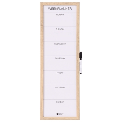 NAGA Whiteboard Wochenplaner mit Holzrahmen - 20x60 cm