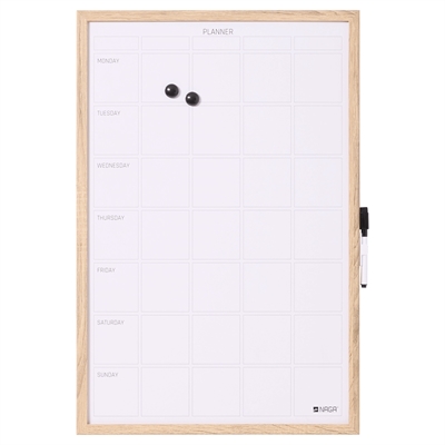 NAGA Whiteboard Wochenplaner mit Holzrahmen - 40x60 cm