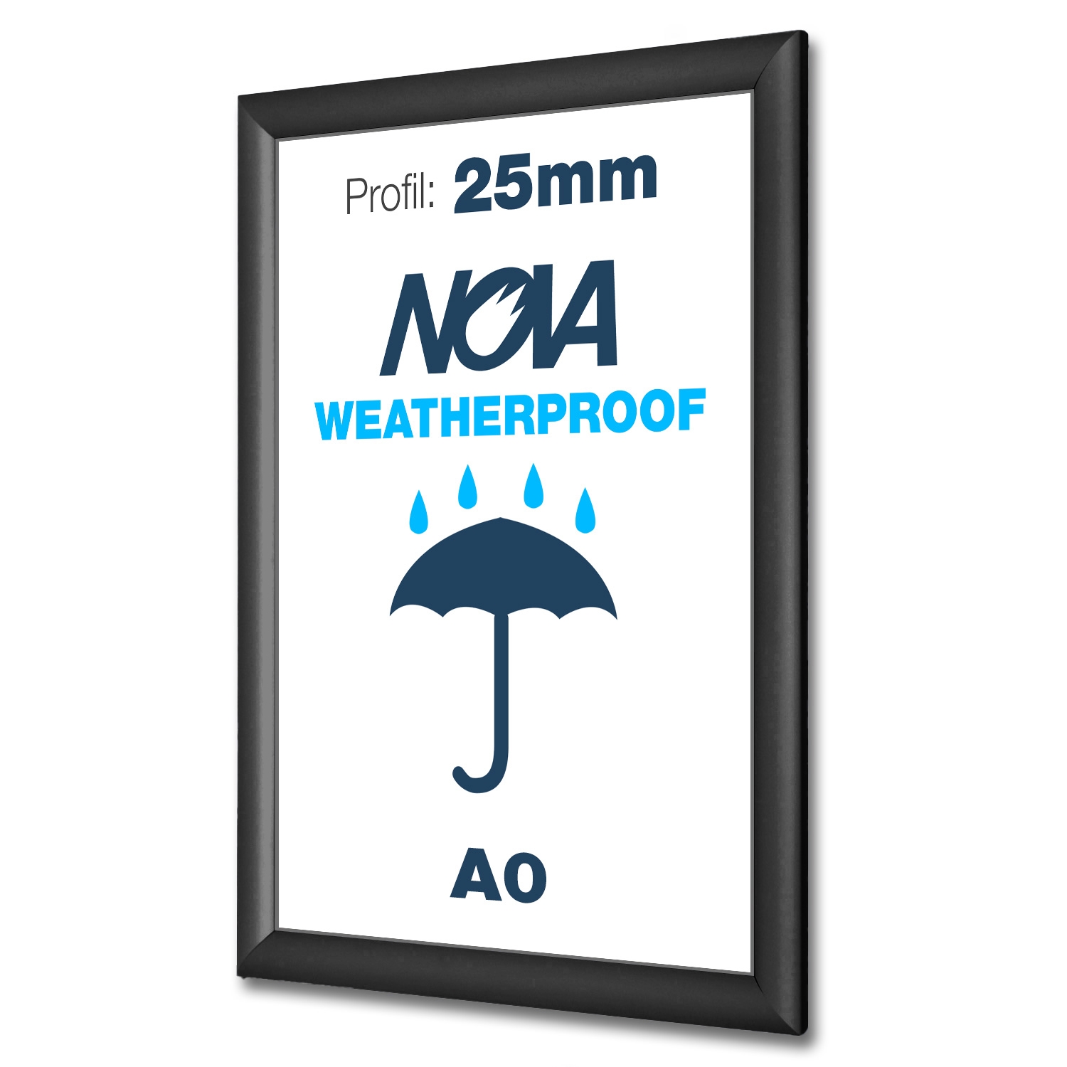 Nova Schwarz Klapprahmen A0 Wetterfest - 25mm profil