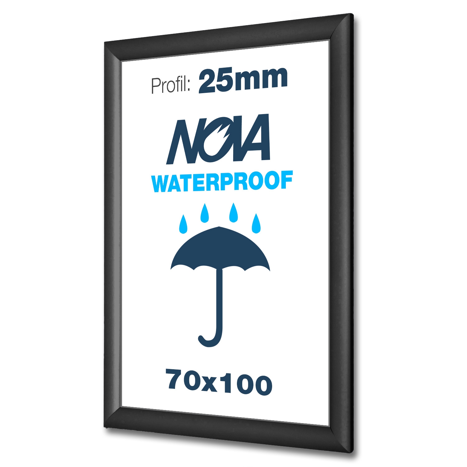 Nova Schwarz Klapprahmen 70x100 cm Wetterfest - 25mm profil