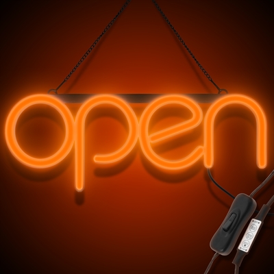 "OPEN" LED Neonschild - Orange