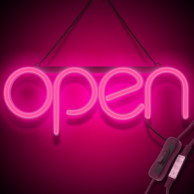 "OPEN" LED Neonschild - Rosa