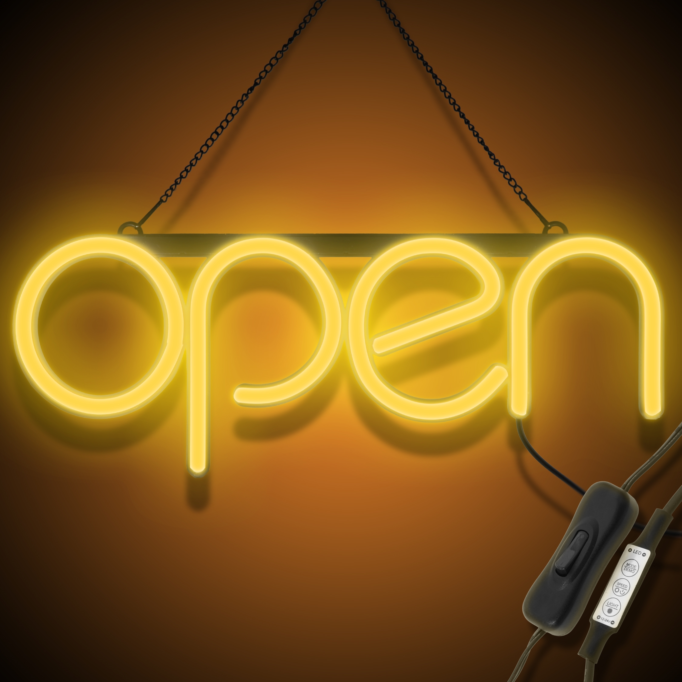 "OPEN" LED Neonschild - Orange