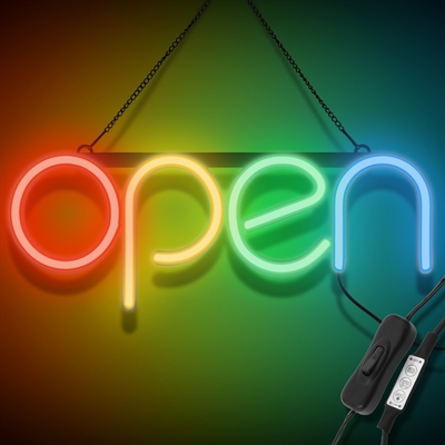 "OPEN" LED Neonschild - Mehrfarbig