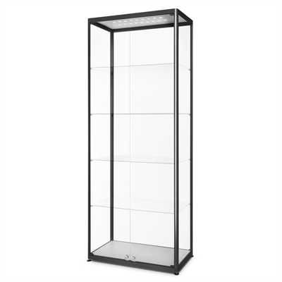 Premium Schwarz LED Glasvitrine mit Schloss - 80x40x200 cm