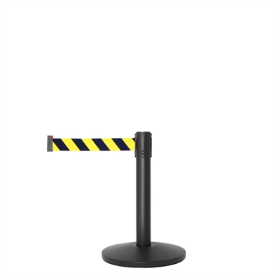 QueueMax Mini Absperrständer schwarz - Gelb / Schwarz Gurtband