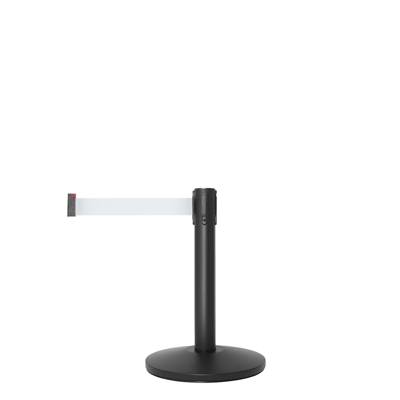 QueueMax Mini Absperrständer schwarz - Weiß Gurtband