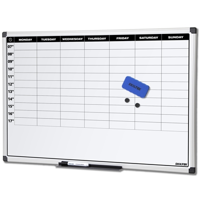 SKILTEX Whiteboard Wochenplaner mit Uhrzeiten - 90x60 cm