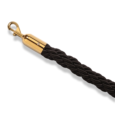 Schwarze geflochtene Absperrkordel mit goldenem Klickverschluss - 200 cm