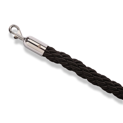Schwarze geflochtene Absperrkordel mit silbernem Klickverschluss - 200 cm
