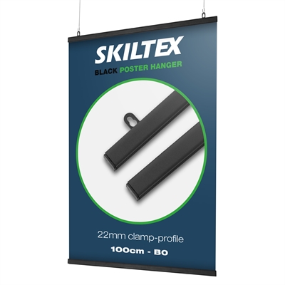 Posterleiste Schwarz B0 - 100 cm | 22mm Klemmprofil