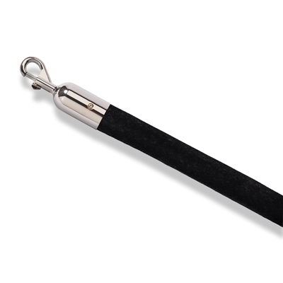 Schwarze Samt Absperrkordel mit silber Klickverschluss - 200 cm