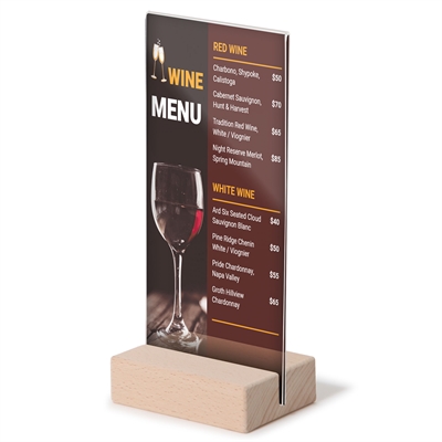 T-Ständer Hochformat Acrylschild mit Holzfuß - DIN Lang