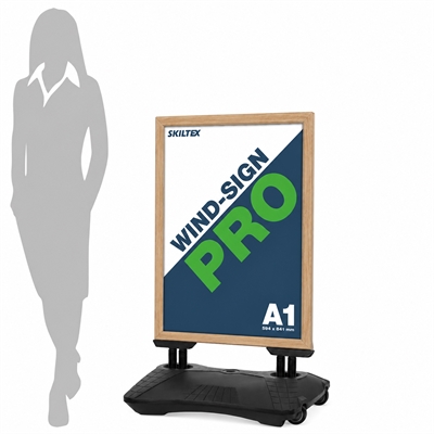 Wind-Sign Kundenstopper Holzoptik - A1