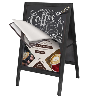 WoodPro Schwarz Hybrid Kreidetafel Kundenstopper