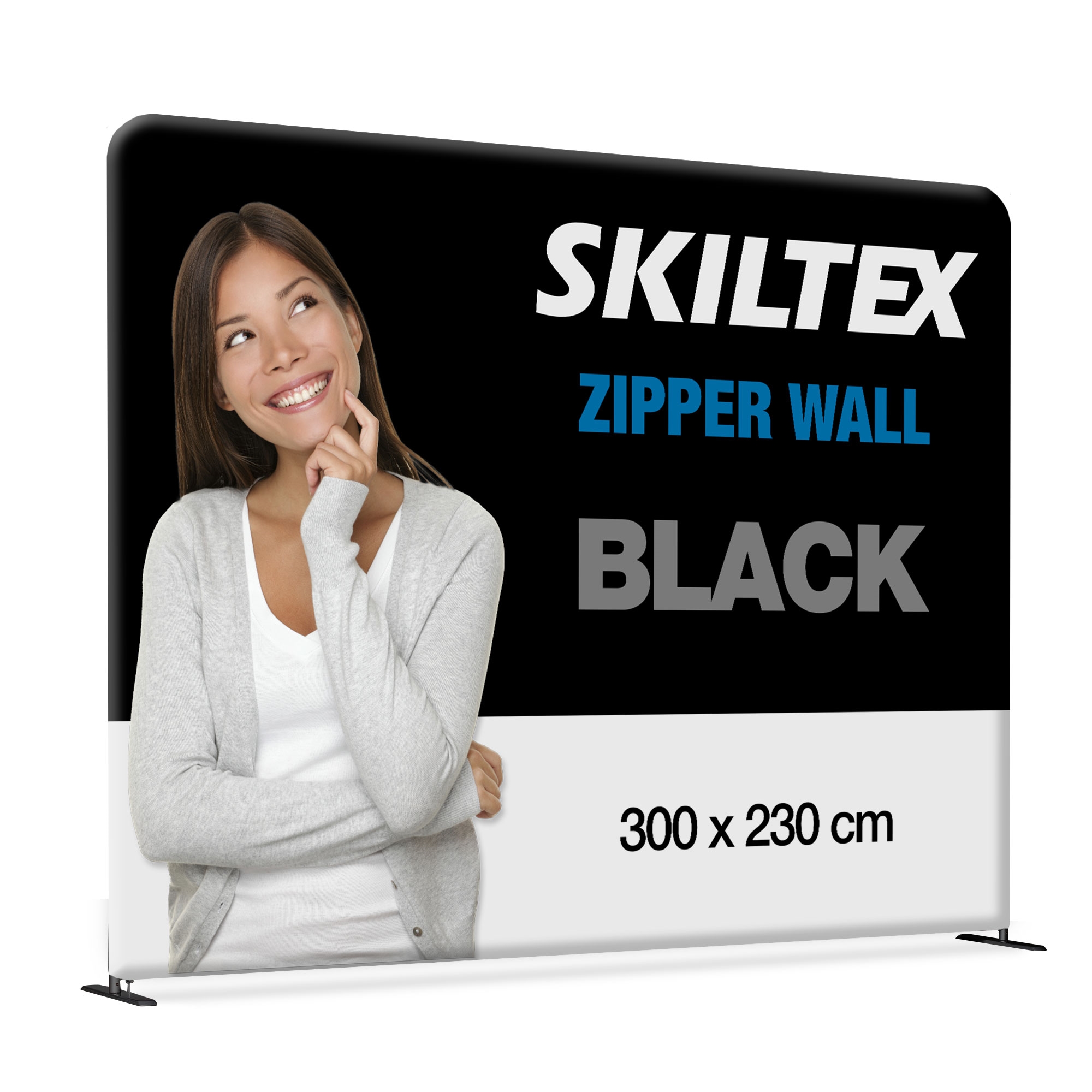 Zipper Wall Straight Schwarz - 300x230 - Inkl. Druck