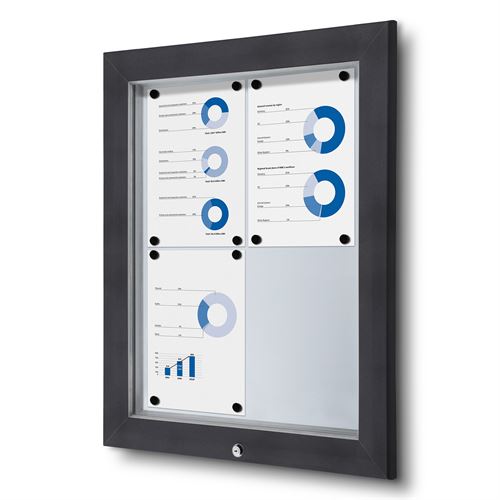 Anthrazit Premium Whiteboard Schaukasten Außen - 4xA4