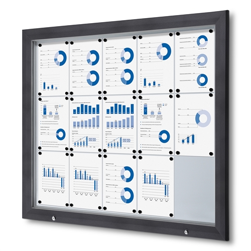 Anthrazit Premium Whiteboard Schaukasten Außen - 15xA4