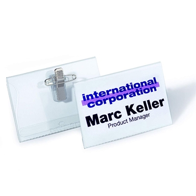 Basic Namensschild mit Nadel/ Klammer – 40x75 mm – Packung mit 50 Stück