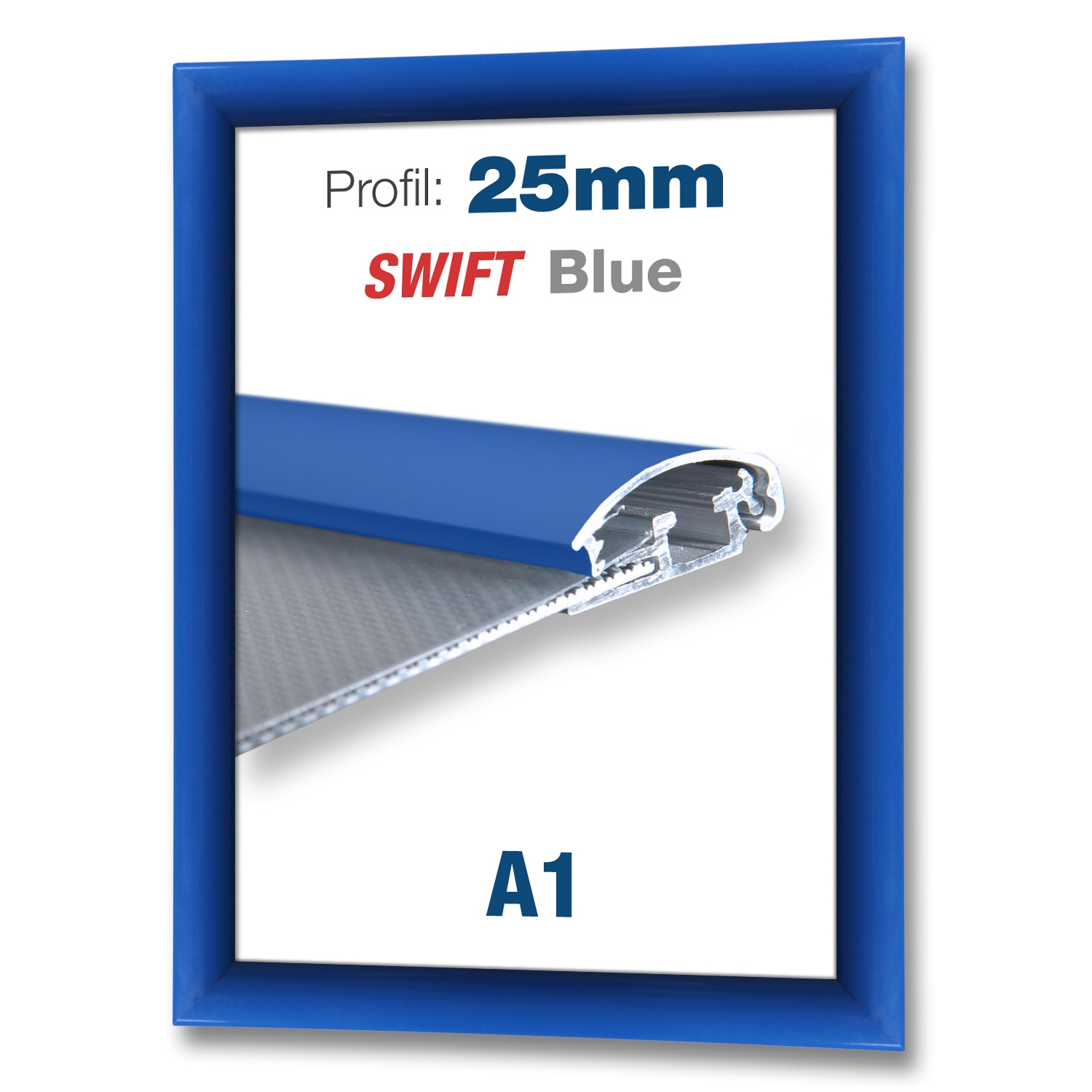 Blau Swift Klapprahmen mit 25 mm-Profil - DIN A1