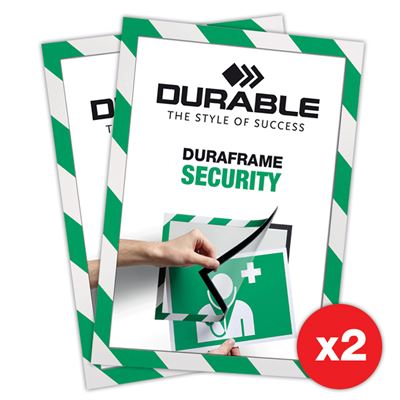 Duraframe® Security Grün/Weiß - Selbstklebender A4 Magnetrahmen - 2er-Pack