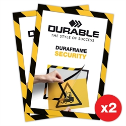 Duraframe® Security Gelb/Schwarz - Selbstklebender A4 Magnetrahmen - 2er-Pack