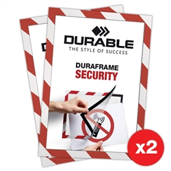 Duraframe® Security Rot/Weiss - Selbstklebender A4 Magnetrahmen - 2er-Pack